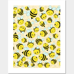 Chibi Bees Pattern Posters and Art